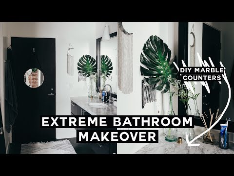 BATHROOM MAKEOVER + DIY Marble Counters // MOVING VLOG#4