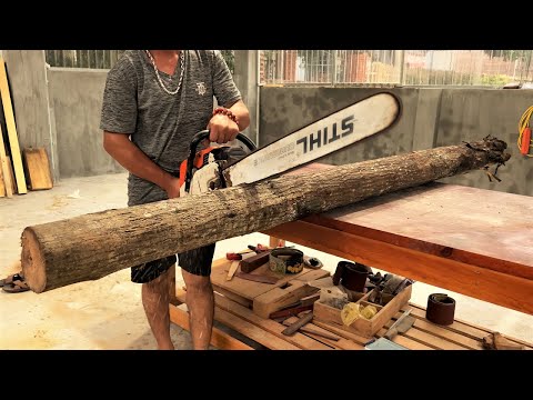 Woodworking Projects // Build Rustic And Unique Outdoor Table From Solid Wood Trees