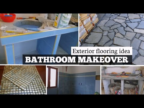 BATHROOM MAKEOVER || OUTDOOR FLOORING IDEA 💡 #bathroom #bathroommakeover #flooring