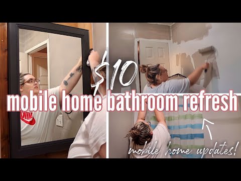MOBILE HOME UPDATES ON A BUDGET | $10 single wide bathroom refresh | SPEND THE DAY WITH ME!