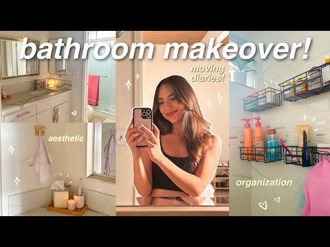 BATHROOM MAKEOVER! 🛀🏼 🫧 organizing, decorating, cleaning, self care products, etc! *aesthetic*