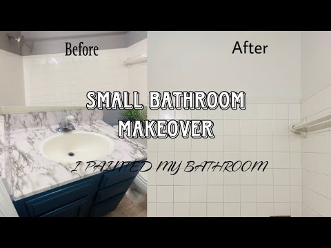 DIY SMALL BATHROOM MAKEOVER/PART 3 I PAINTED MY BATHROOM