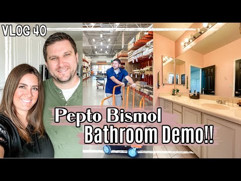 VLOG 40 | PINK BATHROOM MAKEOVER PREP & DEMO :: DIY Bathroom Renovation