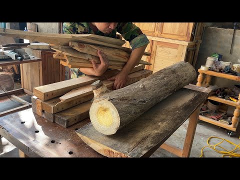 Turn Waste Pallet , Tree Trunks And Wheels Into Amazing Works // Creative Woodworking